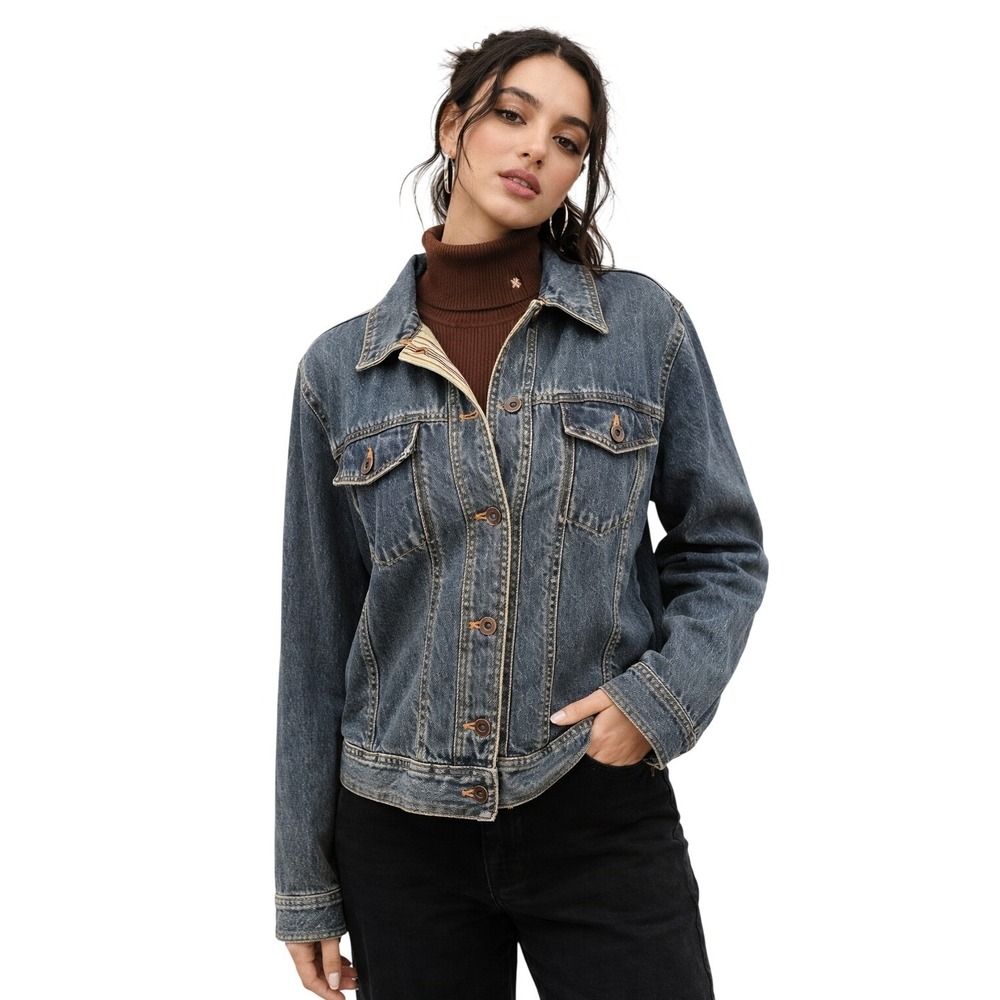 L.L.Bean Women Y2K‎ Denim Trucker Jacket 100% Cotton Classic Jean Large